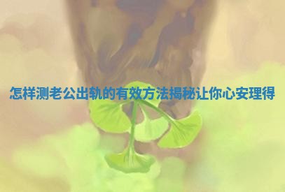 怎样测老公出轨的有效方法揭秘让你心安理得