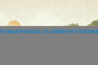 梦见物品损坏的深层含义与心理解析你不可不知的秘密